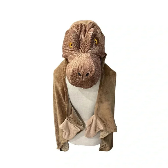 Jurassic World Brown Dinosaur Plush Head Wrap Kids Blanket size 48”Wx30”H - Picture 1 of 16